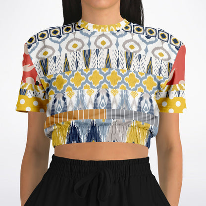 Tallulah Bankhead Elevate Patchwork Short Sleeve Eco-Poly Cropped Sweater