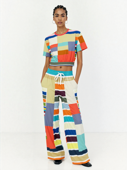 76 United Colorblock Eco-Poly Short Sleeve Cropped Pullover