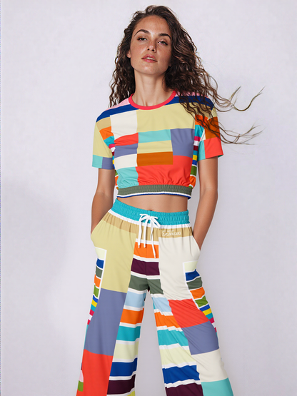 76 United Colorblock Eco-Poly Short Sleeve Cropped Pullover
