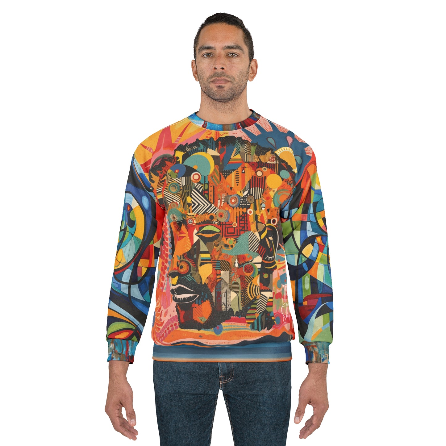 Man of Two Faces Patchwork Print Unisex Sweatshirt