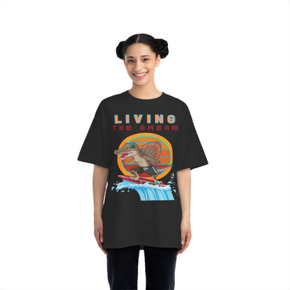 Camiseta pesada Living the Dream Dinosaur Surfer