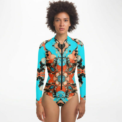 Coral Reef Turquoise Batique Long Sleeve Bodysuit