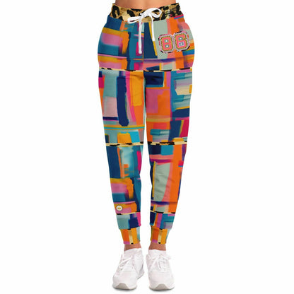 Blue Dragonfly Colorblock Patchwork Eco-Poly Unisex Joggers