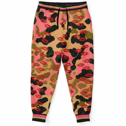 Lips on You Pink Eco-Poly Camo Unisex Joggers