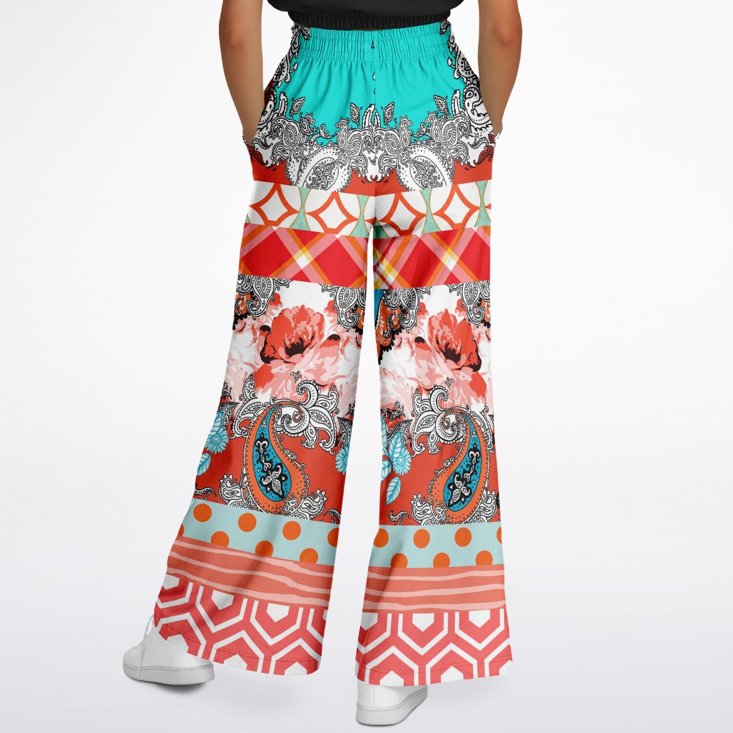 Coral Springs Hippie Patchwork Eco-Poly Wide Leg Pants