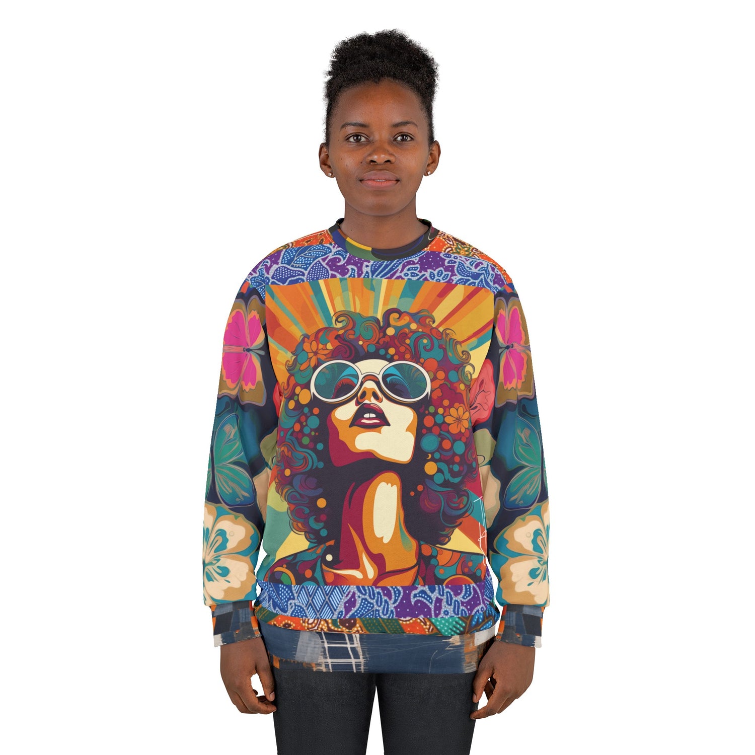 See My Halo Hippie Woman Print Unisex Sweatshirt (Gold Label)