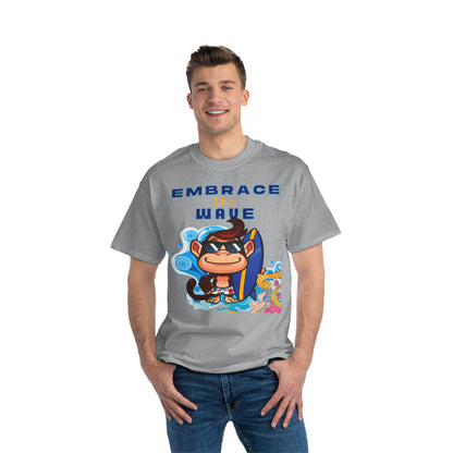 Embrace the Wave Monkey Surfer Unisex Heavyweight Tee