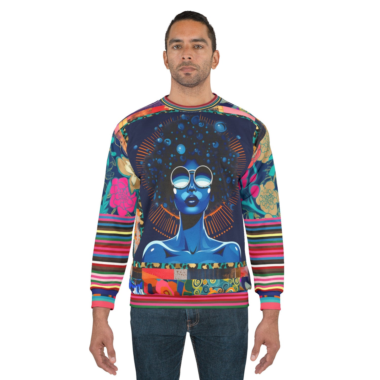 Blue Black Diva Queen Unisex Sweatshirt (Gold Label)