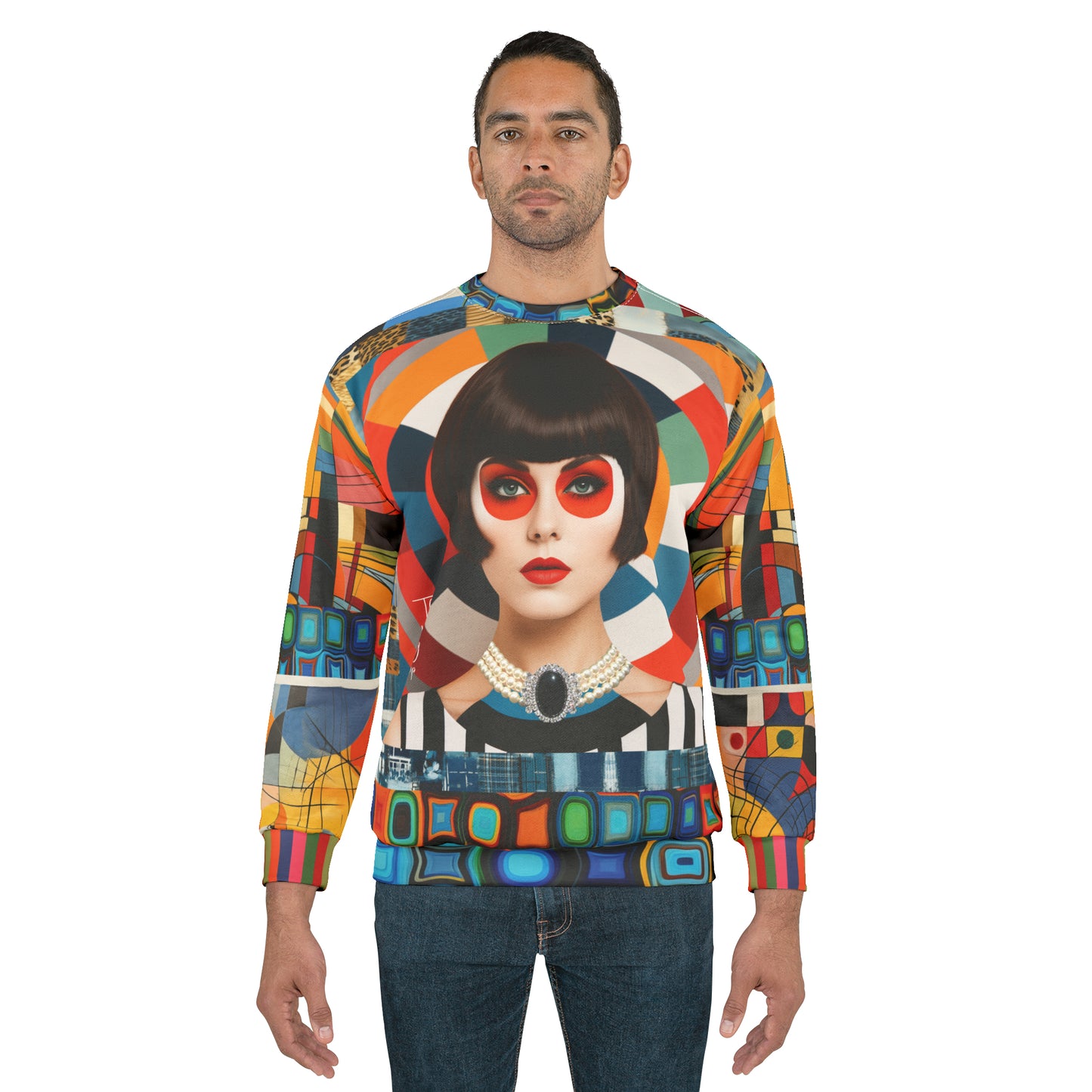 Bulls Eye Beatnik Girl Abstract Print Unisex Sweatshirt