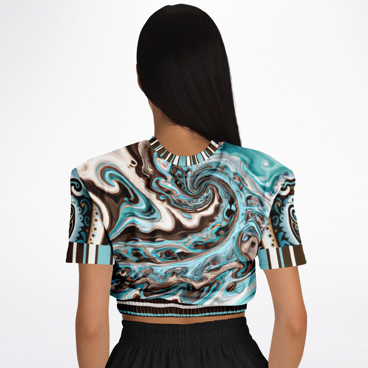 Turk and Caicos Short Sleeve Cropped Eco-Poly Sweater
