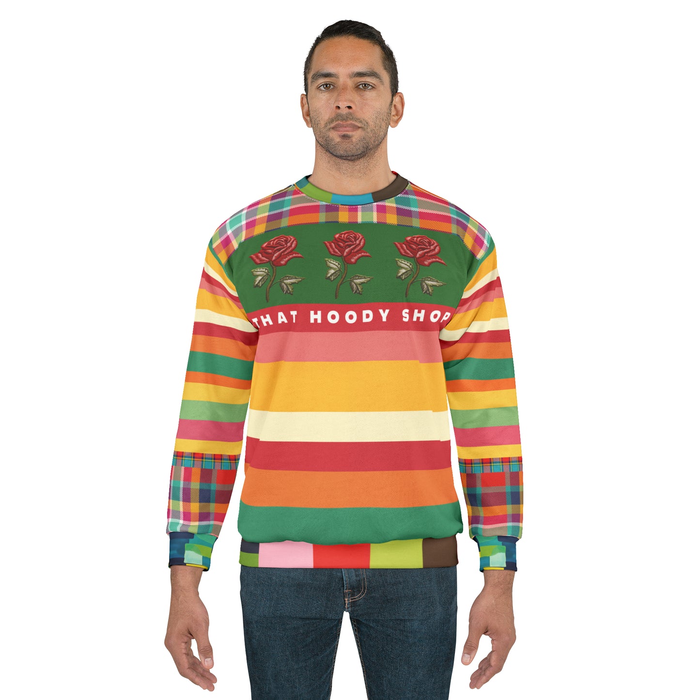 Sudadera unisex Coming Up Roses Rugby Stripe Plaid