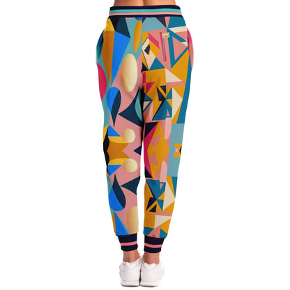 Pink Cubism Geo Print Eco-Poly Unisex Joggers