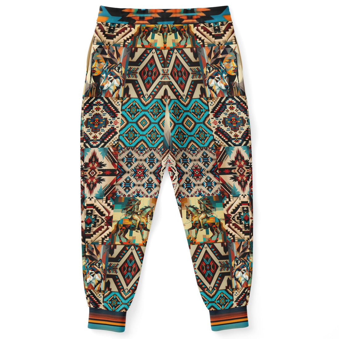 Joggers unisex de poliéster ecológico con estampado de manta de Native Prairie 