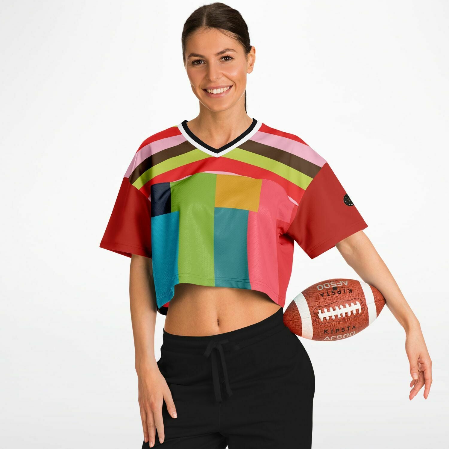 Watermelon Crush Rugby Stripe Eco-Poly Crop Jersey