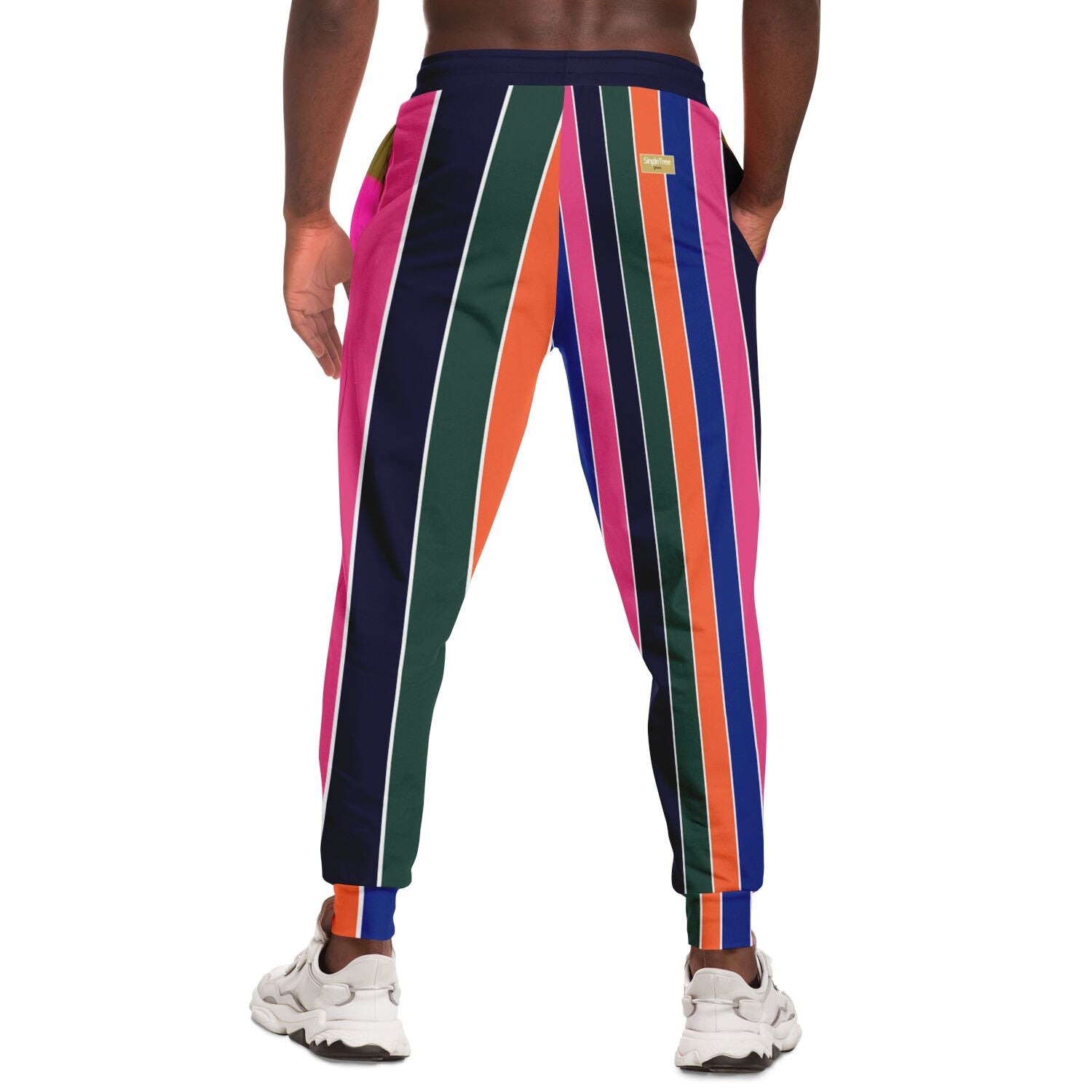 Pink Cerise Rugby Stripe Eco-Poly Unisex Joggers