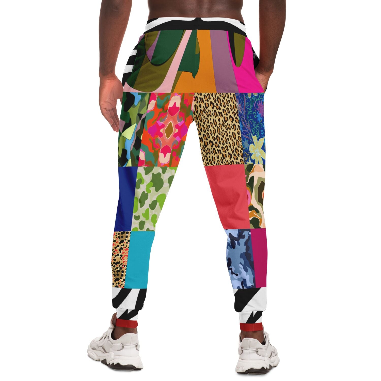 Joggers unisex Gypsy Cheetah de eco-poliéster con patchwork multicolor 