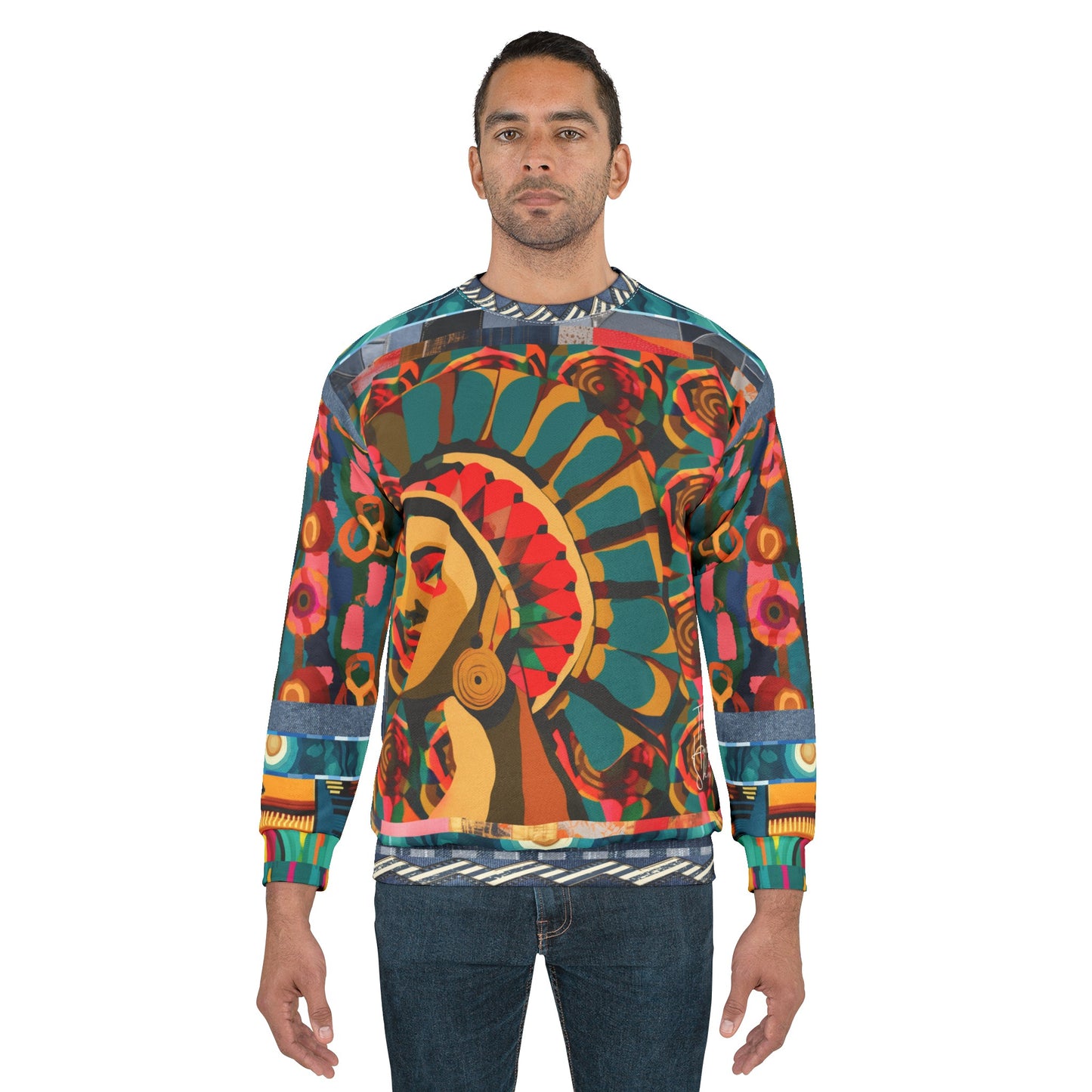 Native Chief in Abstract Floral Mosaic Unisex Sweatshirt