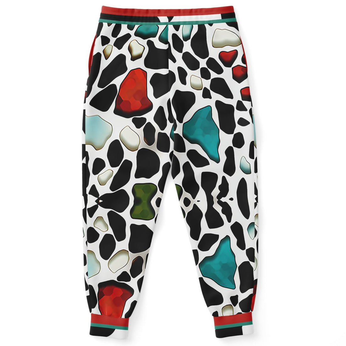 Jogger unisex de poliéster ecológico de vaca con joyas rojas 