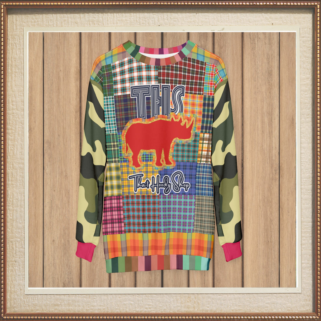 The Preppy Woodsman Plaid Patchwork Rhino Unisex Sweatshirt (Gold Label)