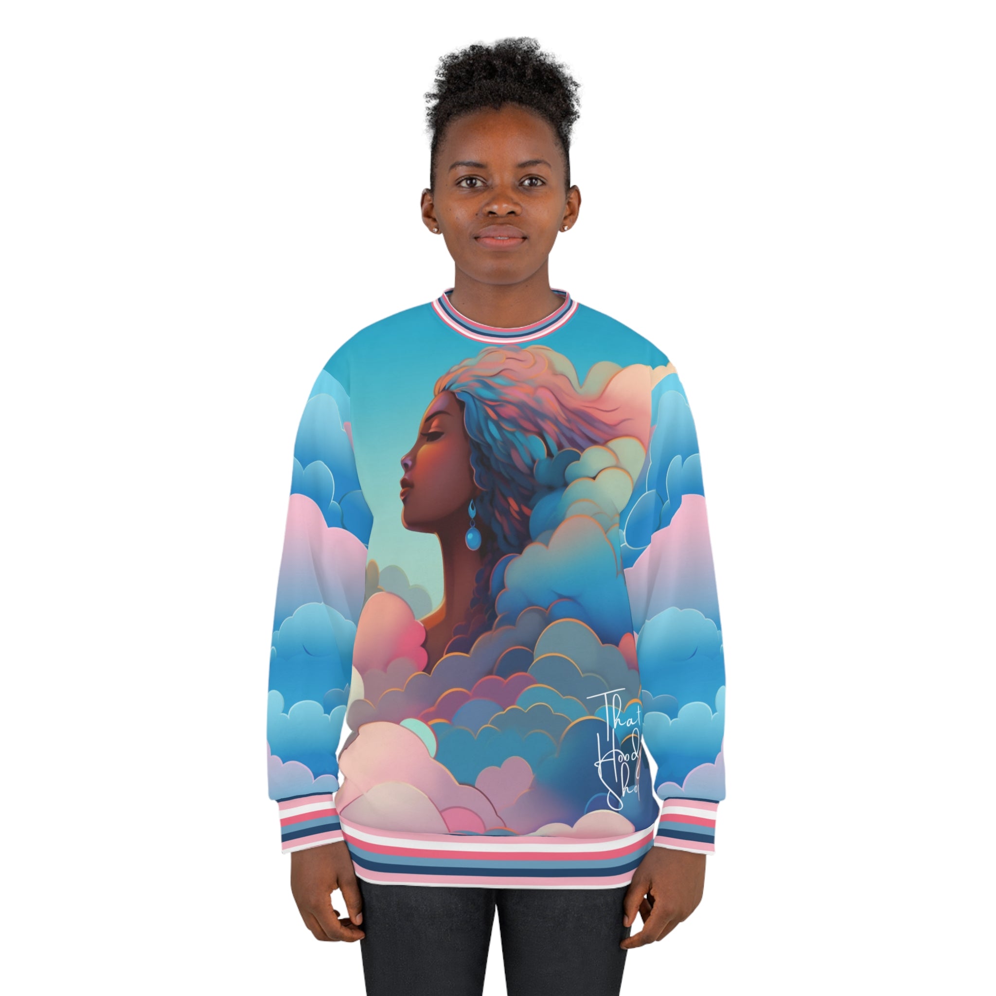 Sudadera unisex Celestial Girl in Pink Hue Clouds