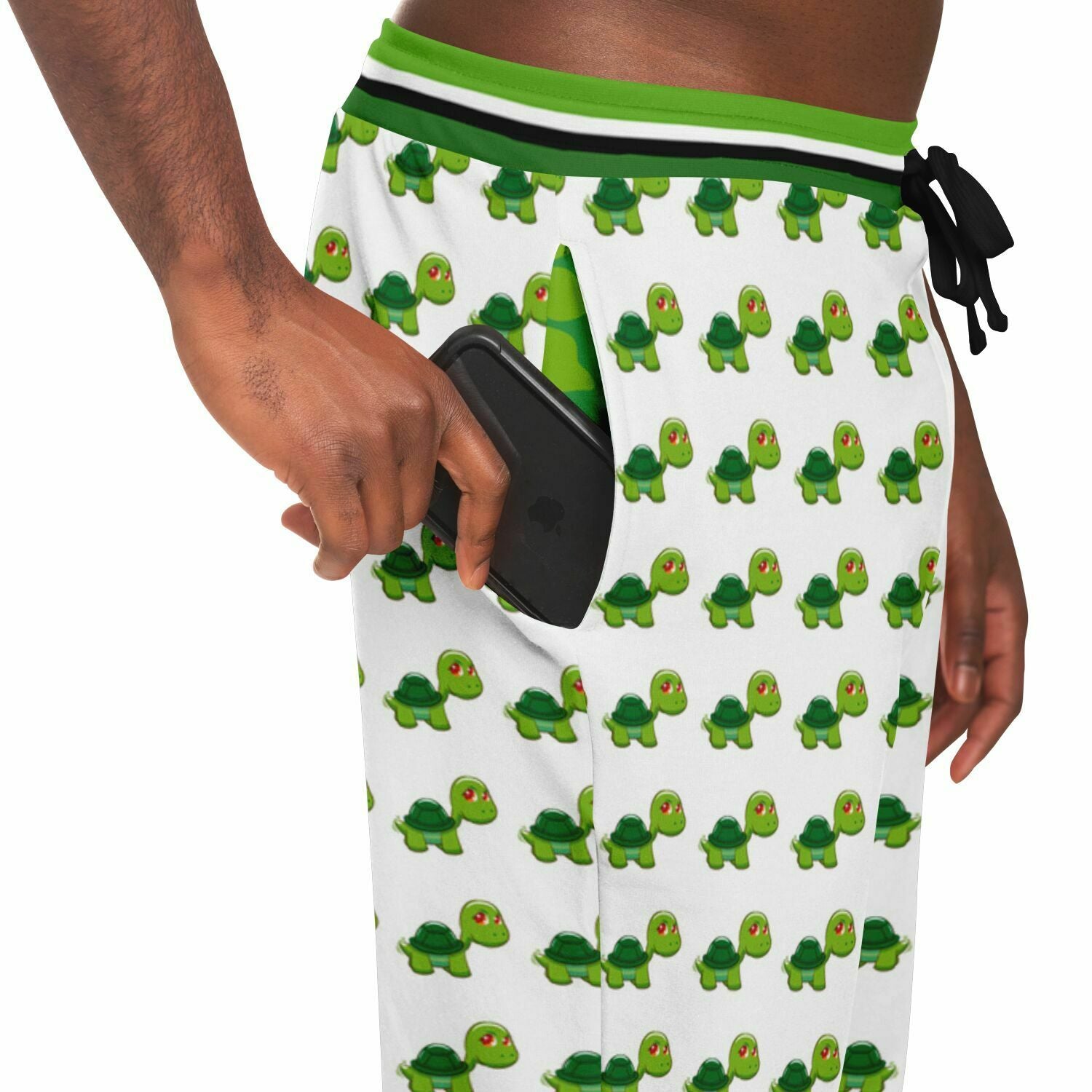 Green Acres Turtle Cluster en pantalones deportivos unisex de poliéster ecológico blanco 