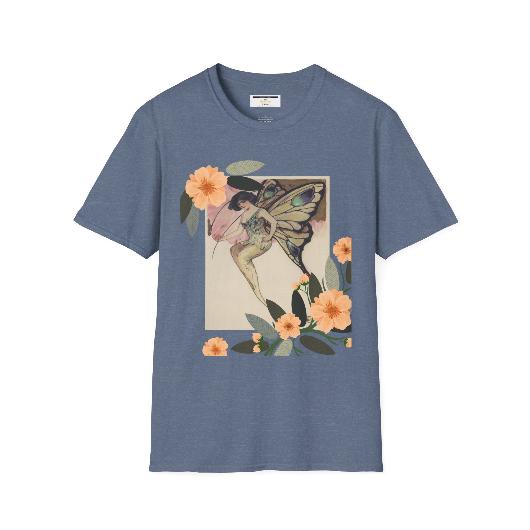 Elusoriness Floral Butterfly Unisex Softstyle T-Shirt