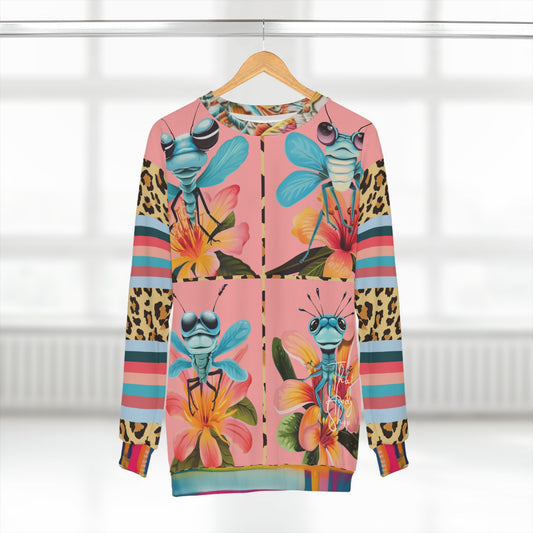 Blue Dragonfly Leopard Floral Rugby Stripe Unisex Sweatshirt