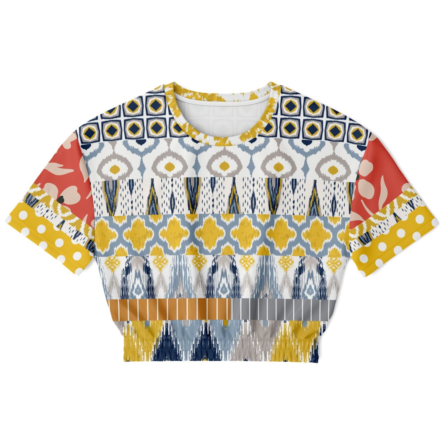 Tallulah Bankhead Elevate Patchwork Short Sleeve Eco-Poly Cropped Sweater