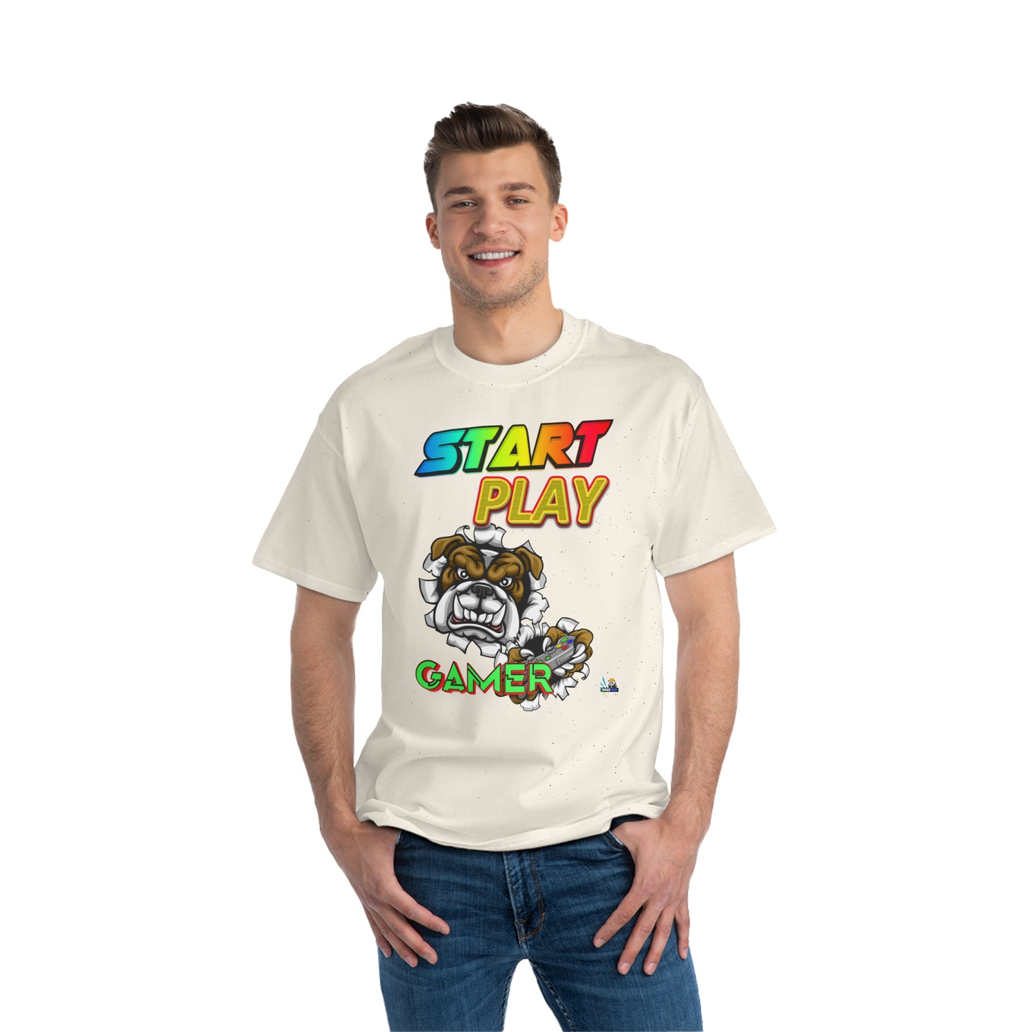 Camiseta para juegos unisex de peso pesado Start Play Bulldog Edition