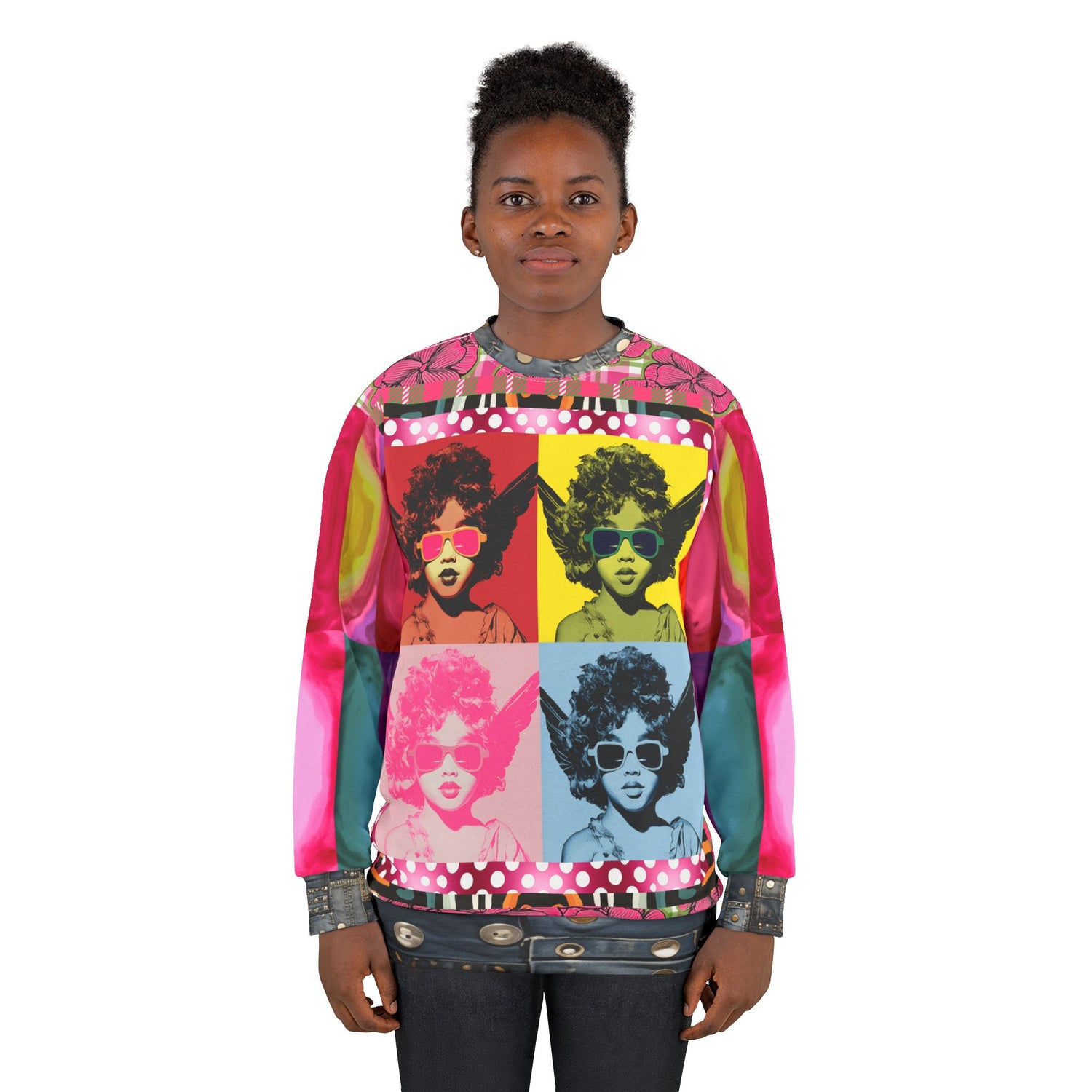 Pop Art Cherub Diva Quadriptych Unisex Sweatshirt (Gold Label)