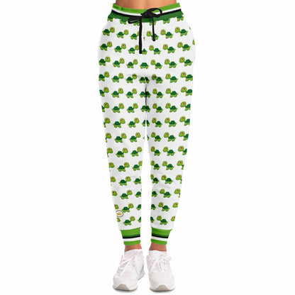 Green Acres Turtle Cluster in White Eco-Poly Unisex Joggers