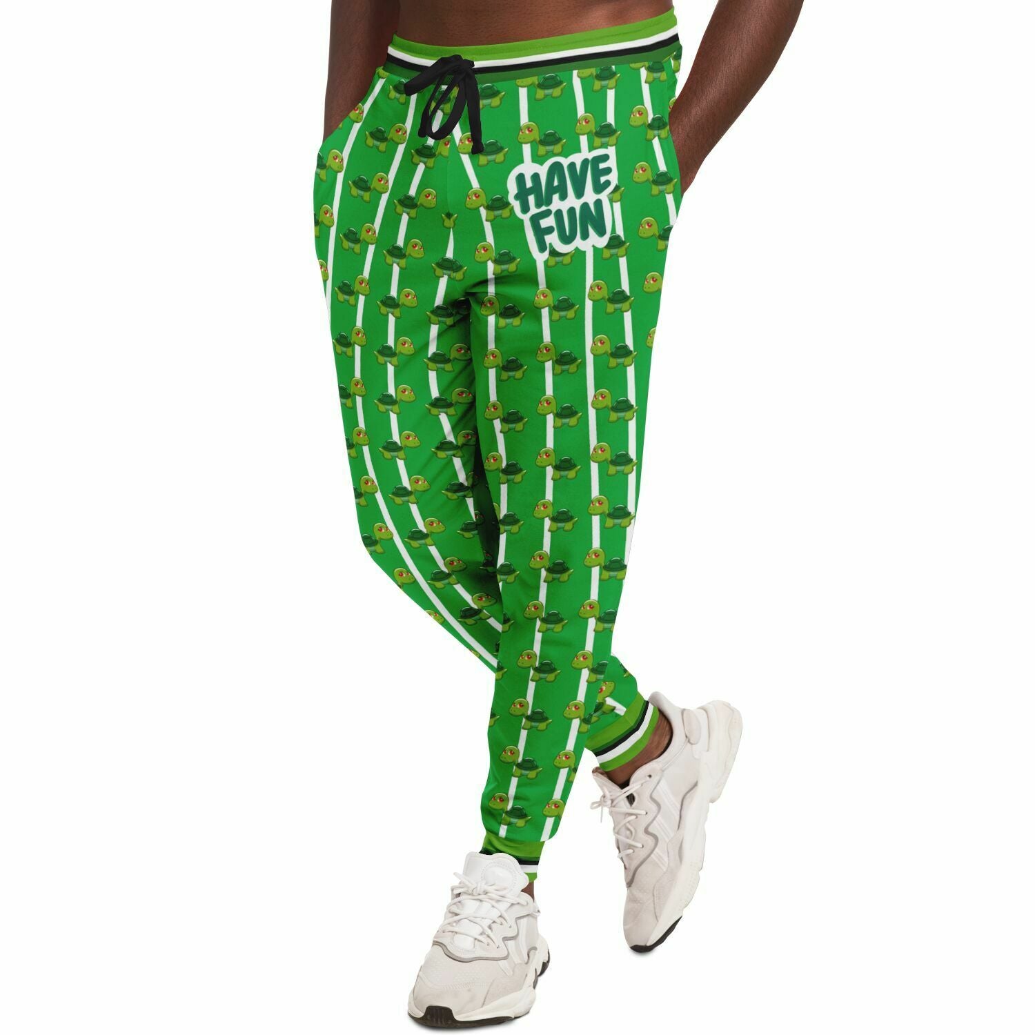 Pantalones deportivos unisex de poliéster ecológico con rayas de tortuga de Have Fun Green Acres 