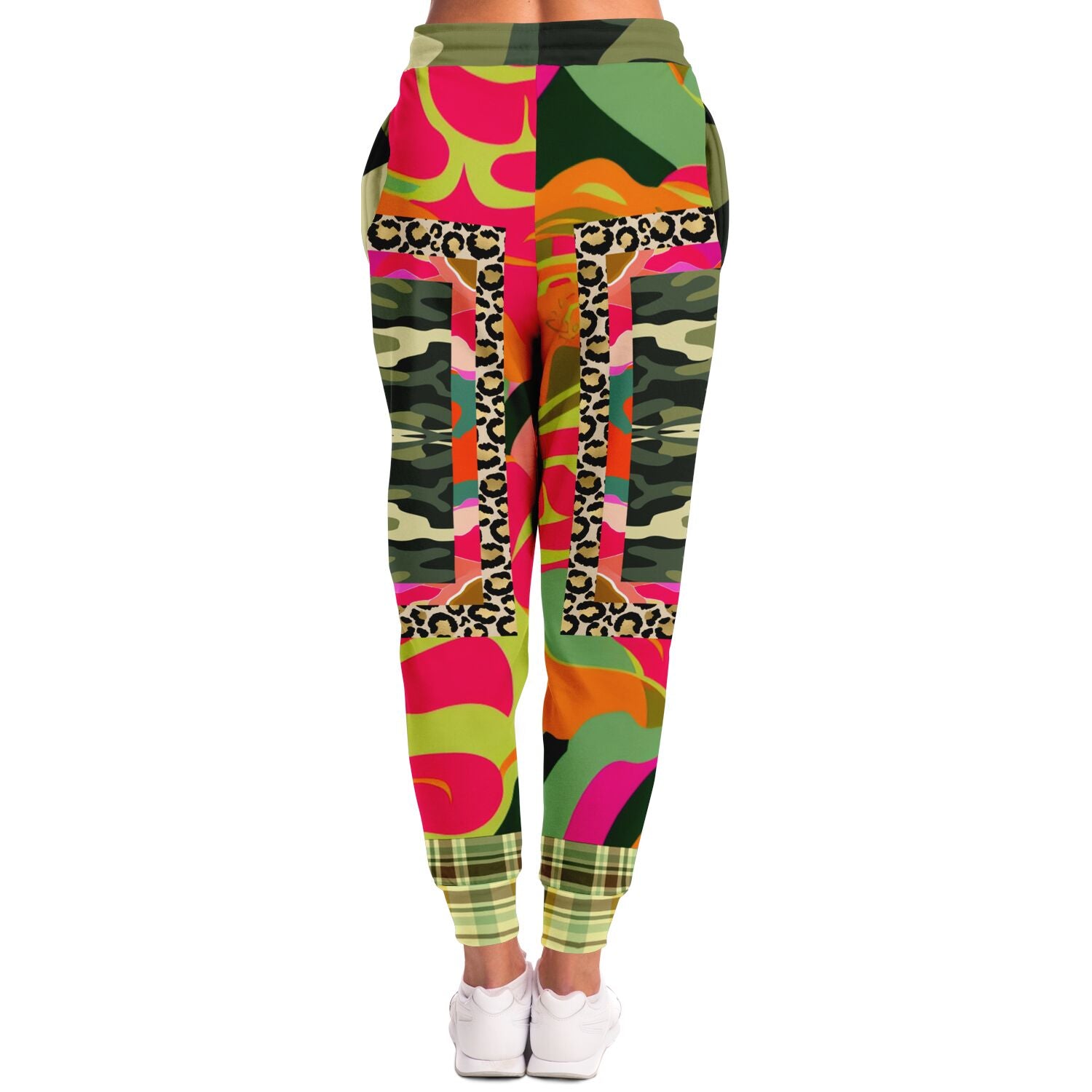 Pink Mardi Gras Floral Camo Plaid Eco-Poly Unisex Joggers