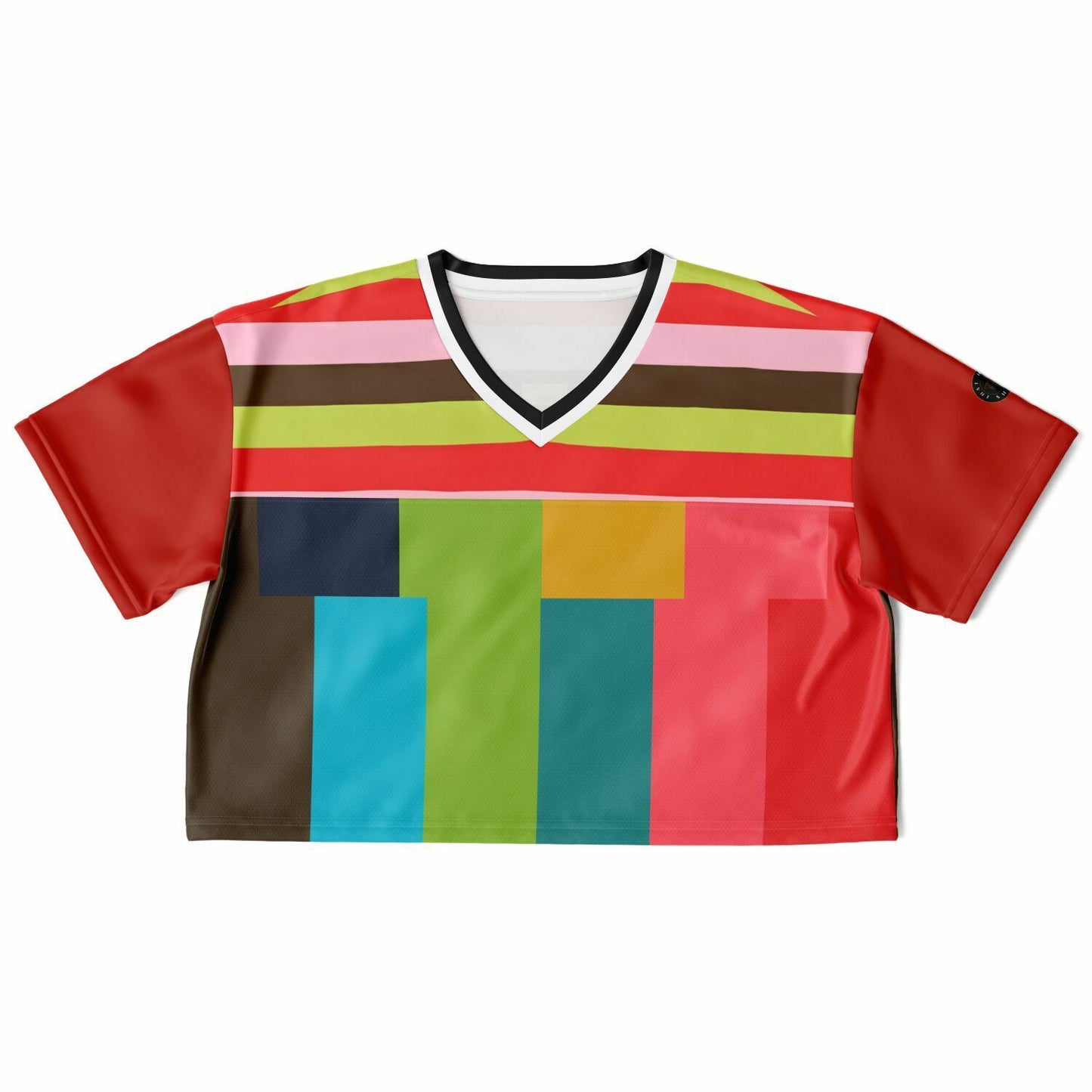 Watermelon Crush Rugby Stripe Eco-Poly Crop Jersey