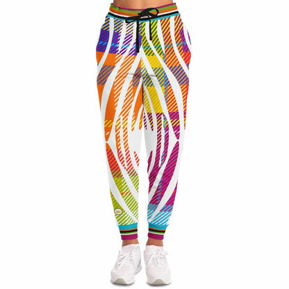 Orange Poppy Plaid Zebra Stripe Eco-Poly Unisex Joggers