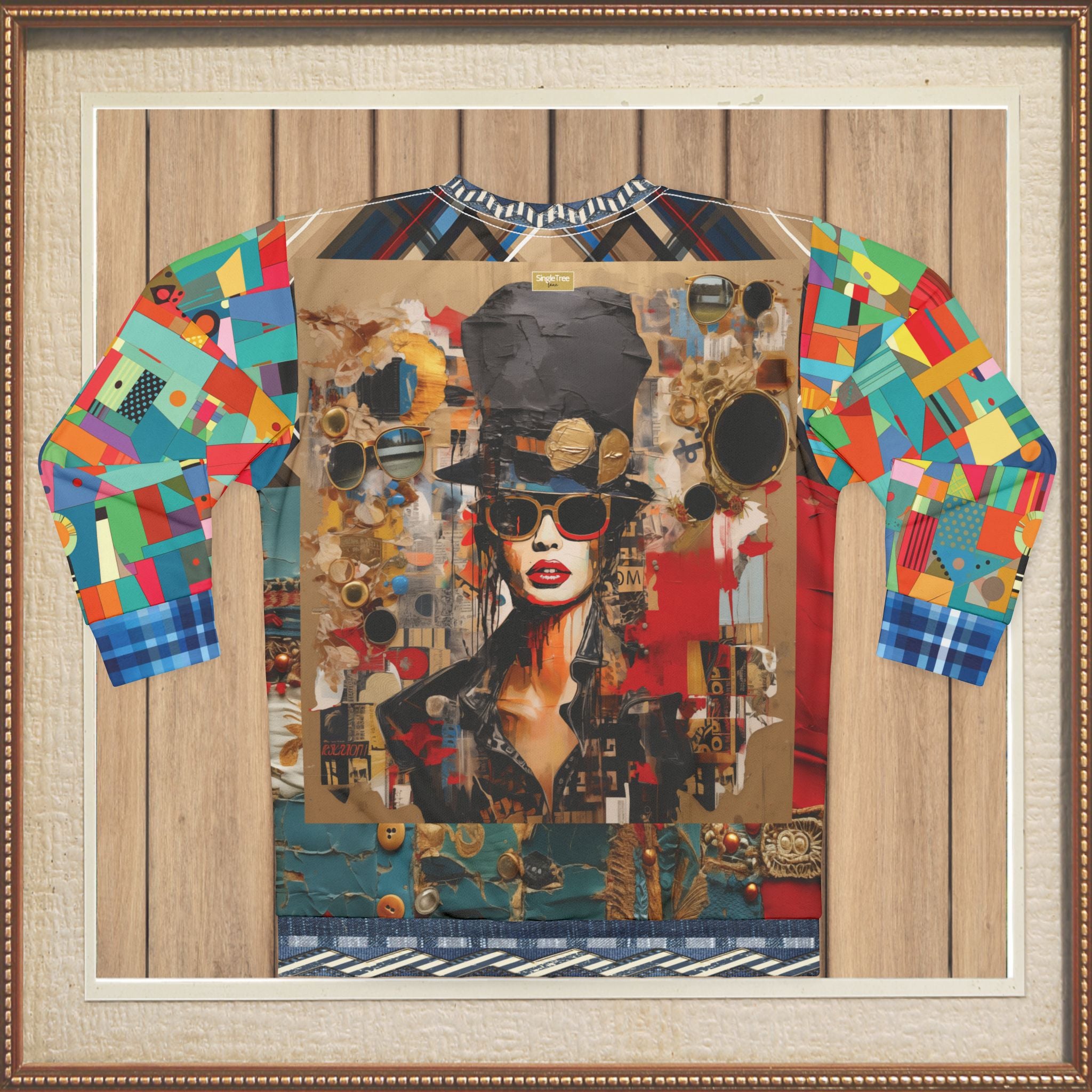 Girl in Chapeau Reflections Patchwork Unisex Sweatshirt (Gold Label)