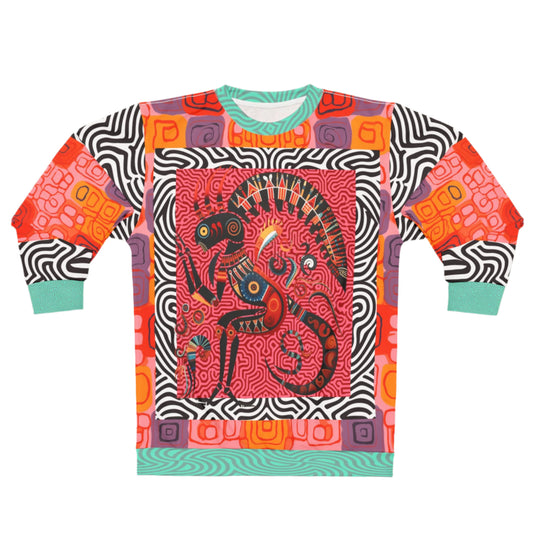 Kokopelli in Abstract Abundance Unisex Sweatshirt (Gold Label)