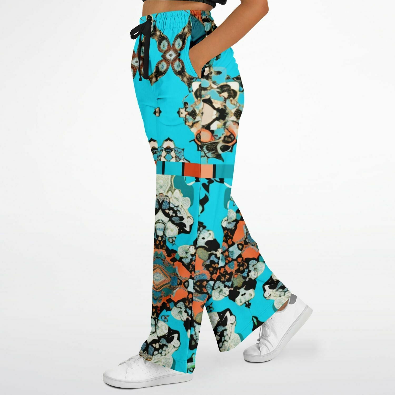 Coral Reef Turquoise Batique Eco-Poly Flare Leg Pants