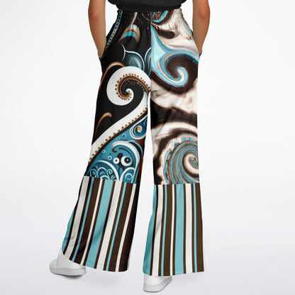 Turk and Caicos Ocean Swirl Eco-Poly Wide Leg Pants