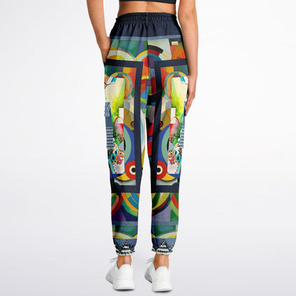 Sphynx of the New Realm Denim Rainbow Swirl Eco-Poly Unisex Cargo Joggers