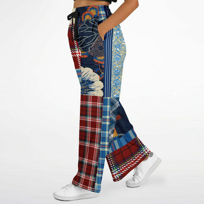 Andromeda Blue Hobo Patchwork Eco-Poly Wide Leg Pants