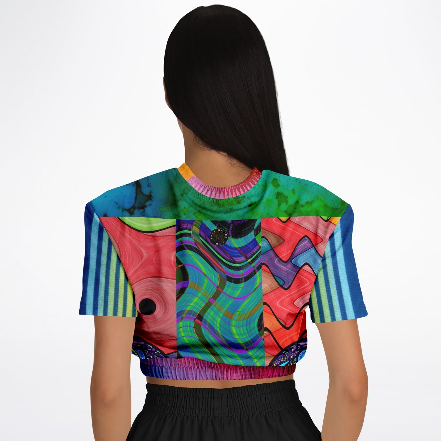 Me So Psychedelic Short Sleeve Eco-Poly Cropped Sweater