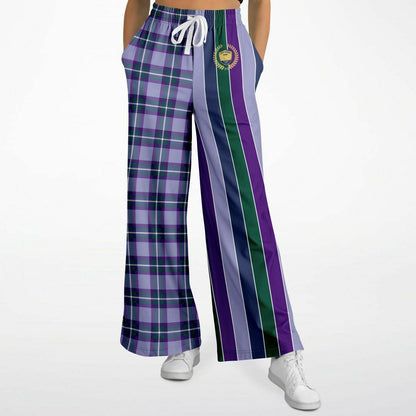 Purple Crush Plaid Rugby Stripe Eco-Poly Wide Leg Pants