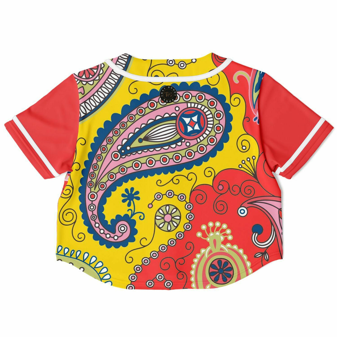 Chili Pepper Camo Paisley Cropped EcoPoly Button Front Jersey
