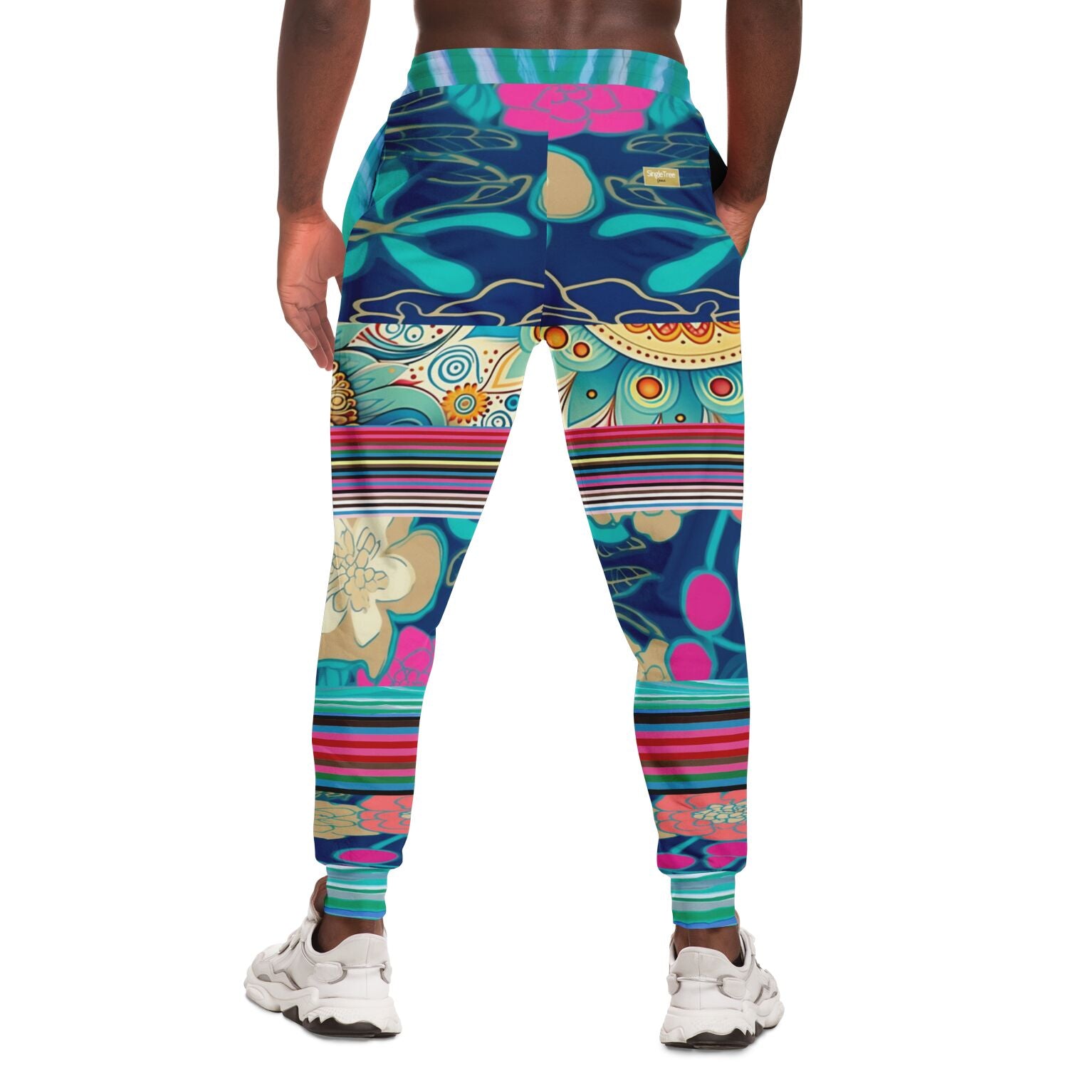 The Catamaran Cockatiel Floral Stripe Eco-Poly Unisex Joggers