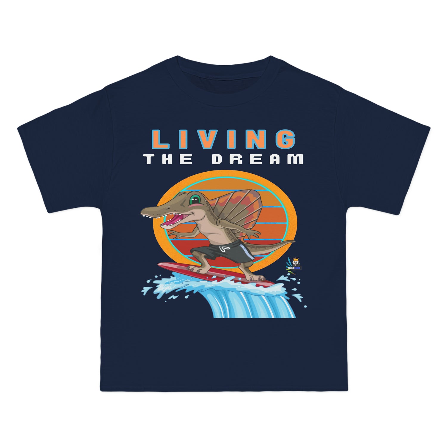 Living the Dream Dinosaur Surfer Unisex Heavyweight Tee