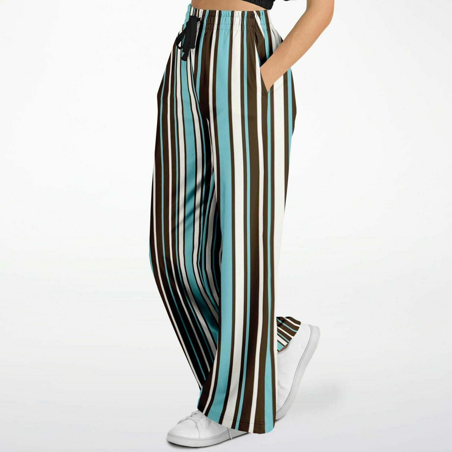 Turk and Caicos Ocean Stripe Eco-Poly Wide Leg Pants