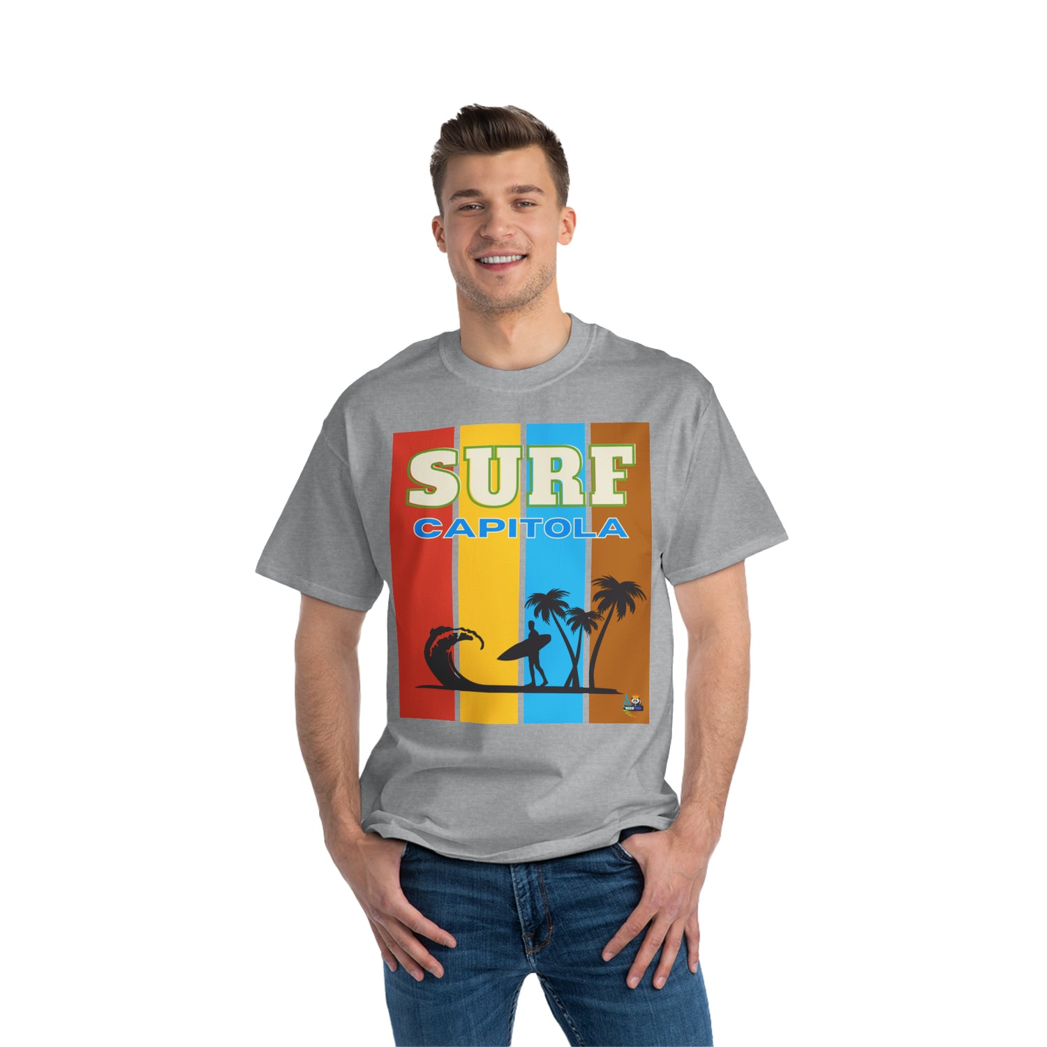 Surf Capitola Rainbow Stripe Unisex Heavyweight Tee