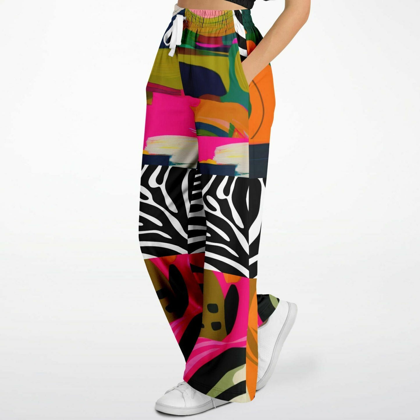 Pantalones anchos de poliéster ecológico con diseño geométrico abstracto en rosa Fantasia de Zebra 