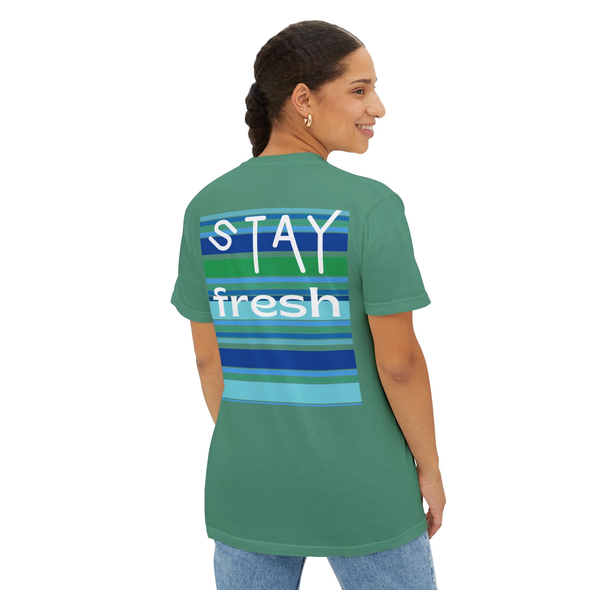 Stay Fresh Laguna Stripe Heavyweight Unisex Pocket T-Shirt